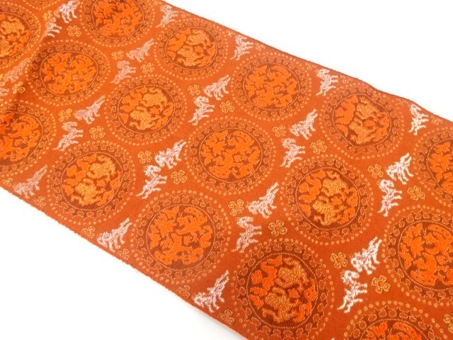 JAPANESEKIMONO / ANTIQUE TSUMUGI WOVEN NAGOYA OBI / SHOSOIN PATTERN (M